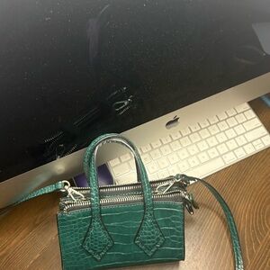 Zara Emerald Croc-Embossed Mini Bag